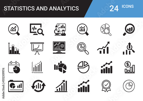 Statistical Icons: A meticulously curated set of twenty-four singular icons, meticulously designed to embody the essence of data analysis, financial insights.