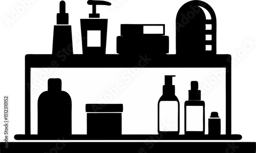 Skincare Shelf Silhouette Vector Illustration 