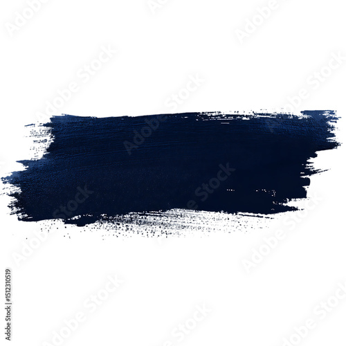 Abstract dark blue paint brush stroke isolated on transparent background, png