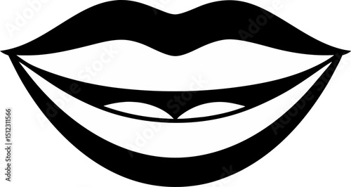 Smiling Lips Silhouette Vector Illustration 