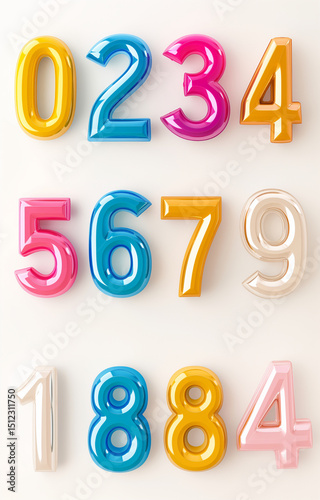 Colorful numbers isolated on white background