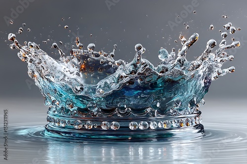 Splashing crown shaped water drop high resolution image