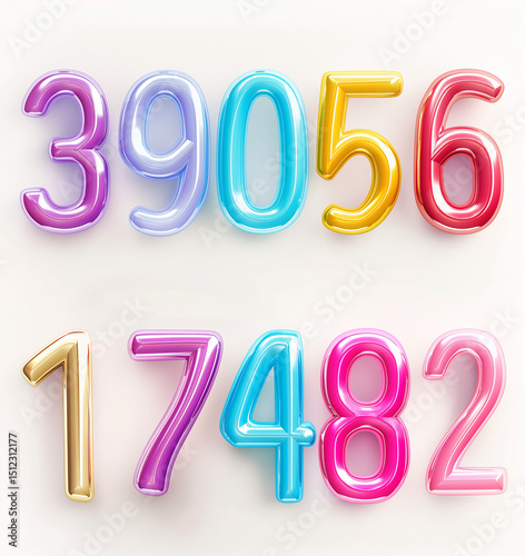 Colorful numbers isolated on white background