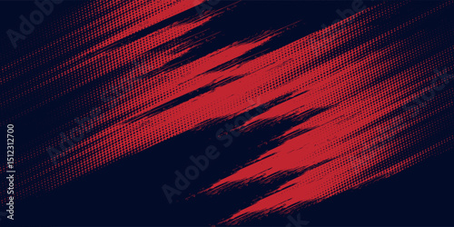 Red halftone dots blue color pattern gradient grunge texture background. Dot pop art comic sport style vector illustration vector red grunge black