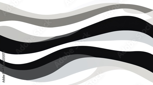 A series of abstract wave patterns in black, gray, and white.