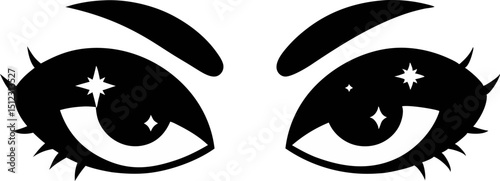 Tired Eyes With Sparkle Silhouette Vector Illustration