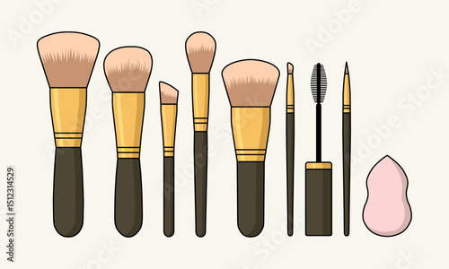 Simple Illustration of Cosmetic Tools