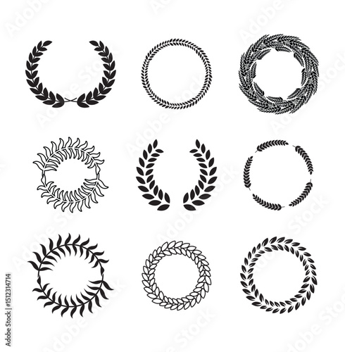 Wreath icon symbol collection. Ornament vector. Wreath icon vector on white background
