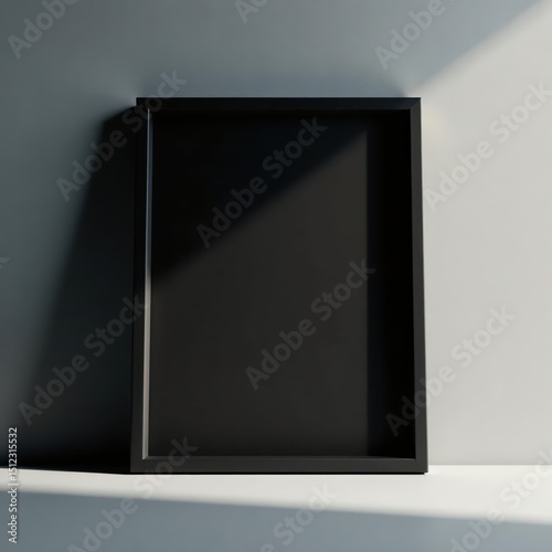 Subtle depth, matte black frame against black backdrop , object, black background