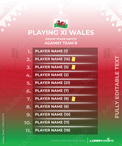 Line up for First 11 of Wales Sports Team