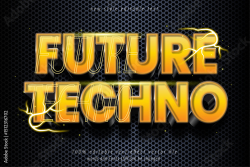 editable text effect Future Techno modern style