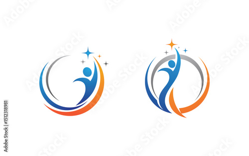 Healthy life Human fit sport logo sign illustration v.202