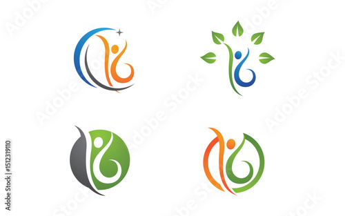 Healthy life Human fit sport logo sign illustration v.207