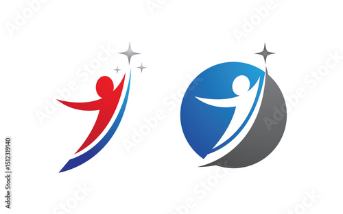 Healthy life Human fit sport logo sign illustration v.208