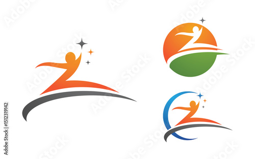 Healthy life Human fit sport logo sign illustration v.209