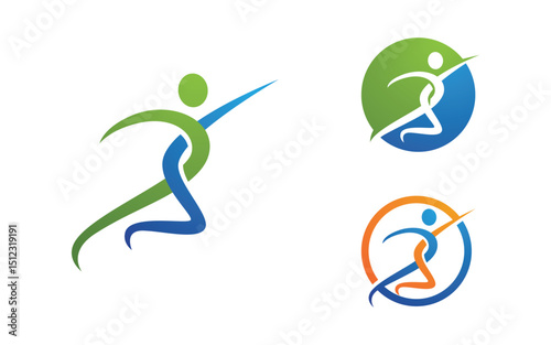 Healthy life Human fit sport logo sign illustration v.210