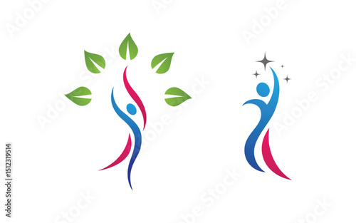 Healthy life Human fit sport logo sign illustration v.222