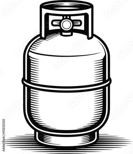 Gas Cylinder Silhouette Vector Illustration, Transparent Background.
