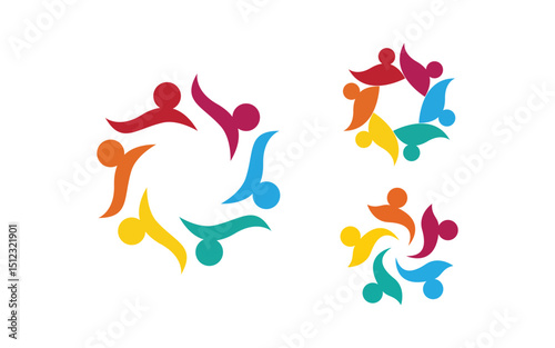 Human care adoption group network and social logo design vv.77