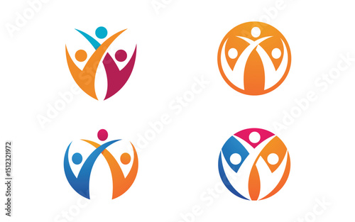 Human care adoption group network and social logo design vv.79