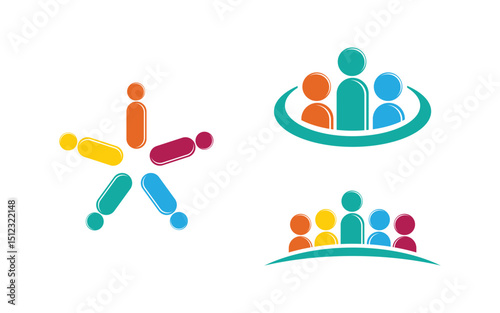 Human care adoption group network and social logo design vv.85