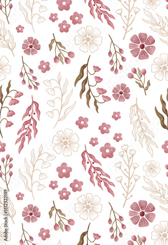 Lovely and Beautiful Spring Flowers Pattern for Fabric, Wallpaper, and More