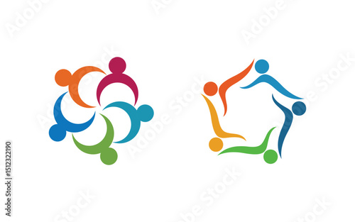 Human care adoption group network and social logo design vv.87