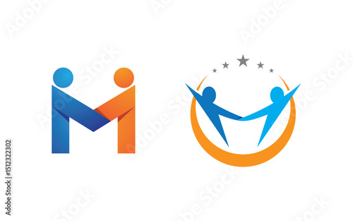Human care adoption group network and social logo design vv.92