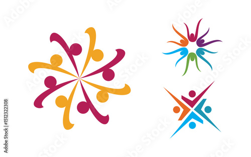 Human care adoption group network and social logo design vv.91