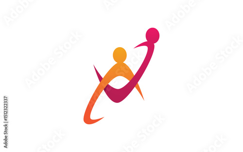 Human care adoption group network and social logo design vv.93