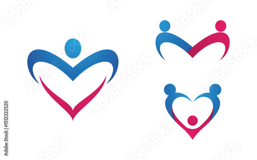 Human care adoption group network and social logo design vv.98