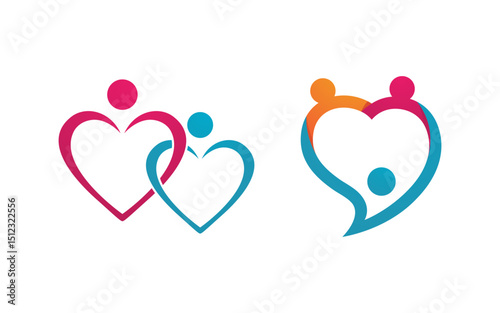 Human care adoption group network and social logo design vv.99