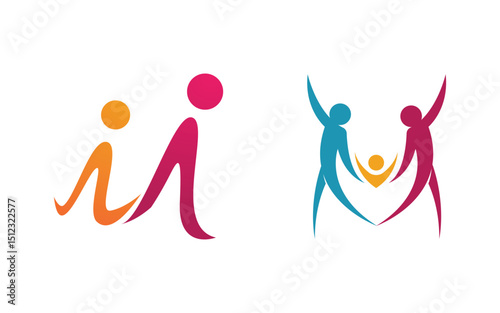 Human care adoption group network and social logo design vv.101