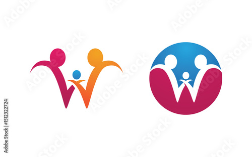 Human care adoption group network and social logo design vv.103
