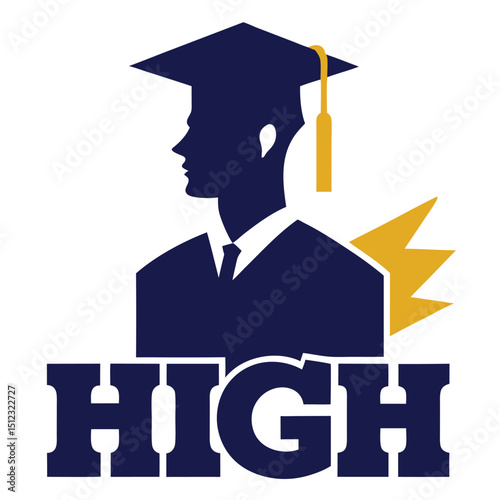 Graduation greeting lettering sign with square academic caps high into the air. Vector design for grad, congratulation ceremony, invitation card, banner. Grads symbol for university, high school 