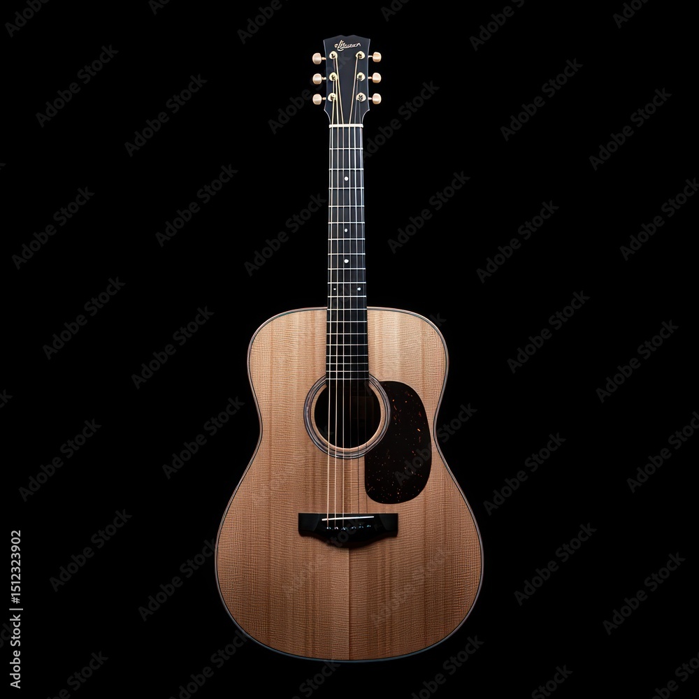 Obraz premium Elegant Acoustic Guitar: A Symphony of Wood and Strings