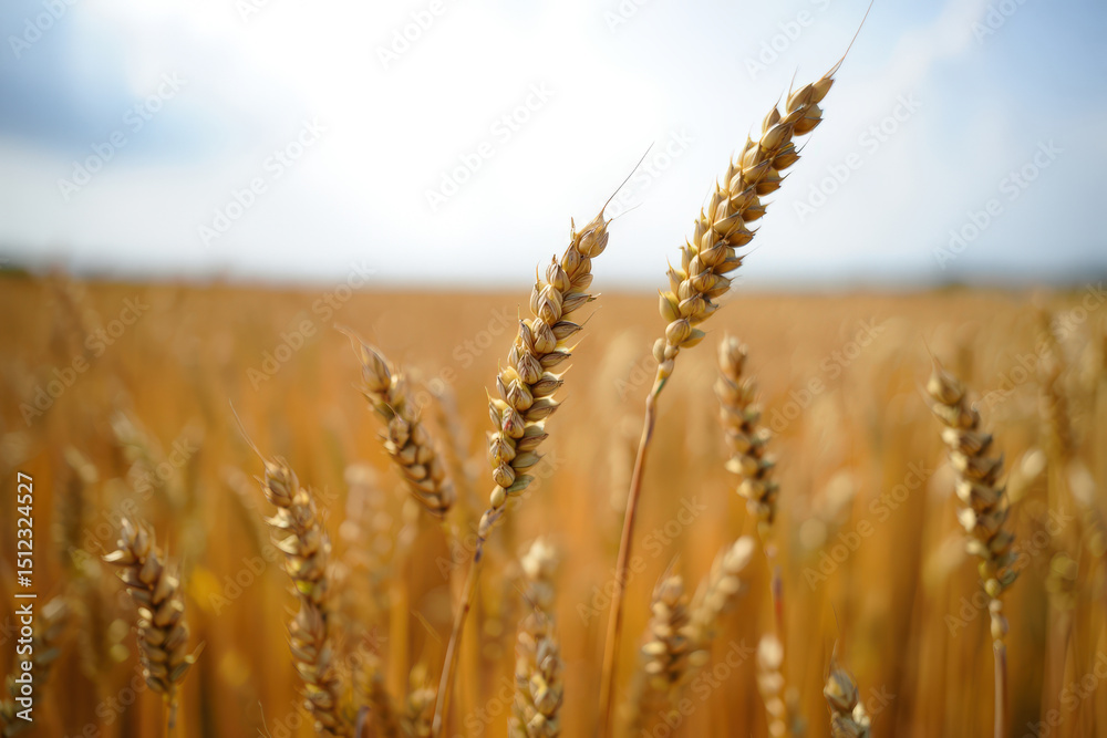 Fototapeta premium Golden Wheat Field Under Summer Sky.