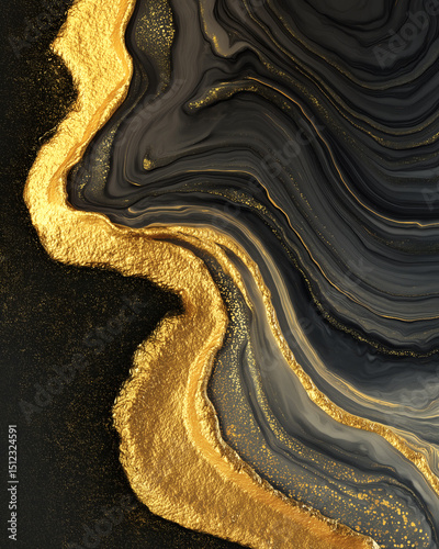 Luxury Fluid Gold on Black with Shimmering Accents
