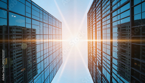 Glass office towers reflecting sunlight during August heatwave  