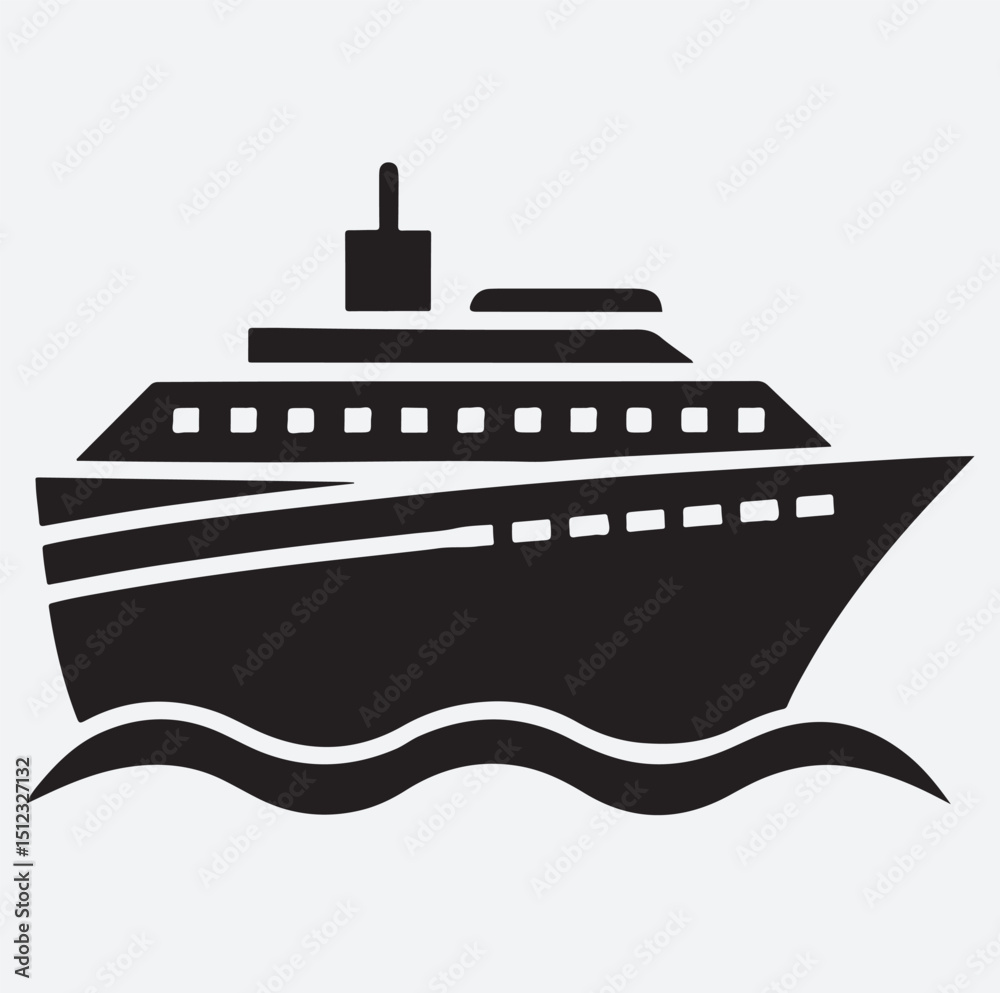 Obraz premium cruise ship icon silhouette vector art illustration, cruise ship vector illustration