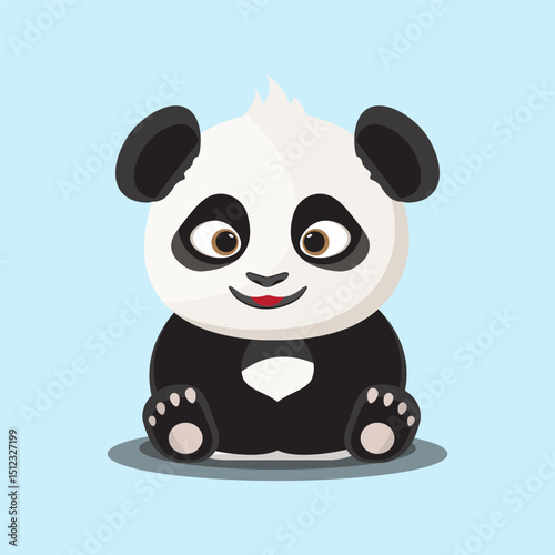 cute baby panda vector on blue background