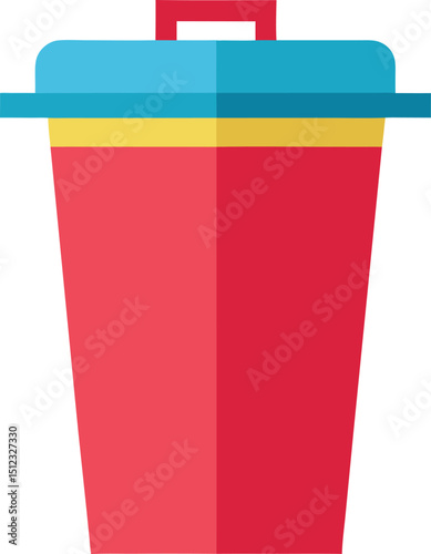 Minimal Colored Flat Trash Bin Vector Illustration for File Removal
