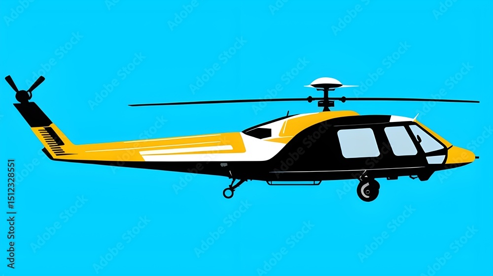 Fototapeta premium Helicopter icon with green, black and white colors, with a green background