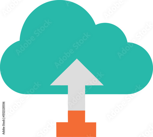 Flat Vector Cloud Upload Icon Minimal Color Design for Internet Publishing