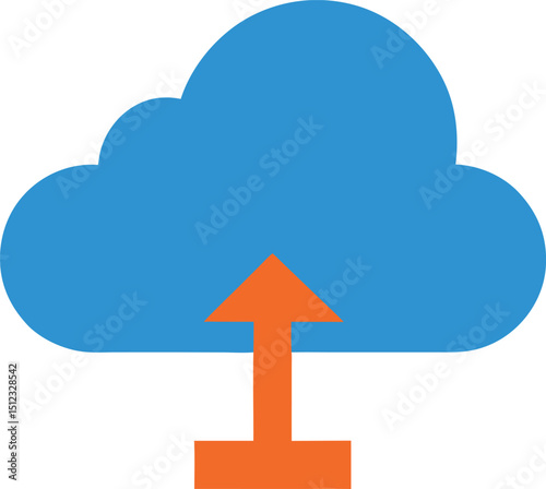 Colored Cloud Upload Icon Minimal Flat Vector Art for Digital Content Sharing