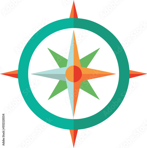 Compass Icon Minimal Colored Flat Vector Illustration for Direction and Navigation