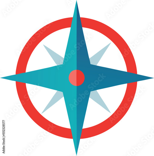 Minimal Colored Flat Compass Vector Illustration Design for Travel Guidance