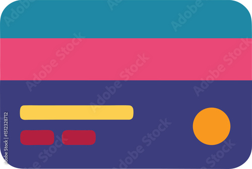 Flat Vector Credit Card Icon Minimal Color Design for E-commerce Banking