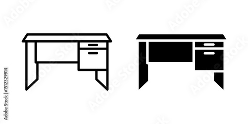 Desk icon set. for mobile concept and web design on white background