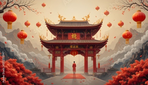 chinese temple in the morning